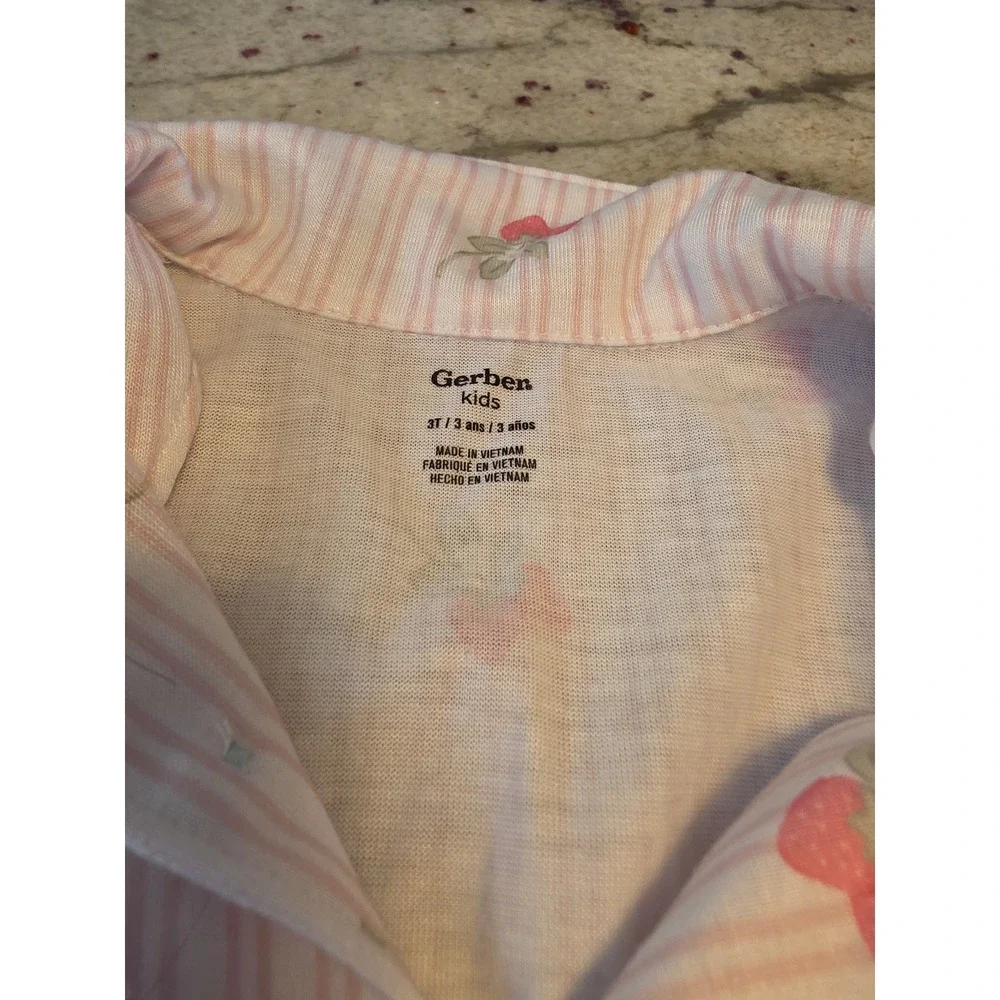 Gerber Toddler Girls' 2-Piece Button Up‎ Pajama Set, Berries, 3T